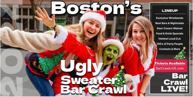 2024 Official Ugly Sweater Bar Crawl Boston Bar Crawl LIVE
