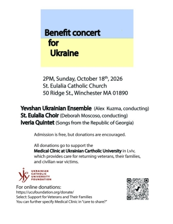 VOICES 4 UKRAINE! BENEFIT the WOUNDED 10/18 Winchester, MA Intriguing music, mass choir includes U!!