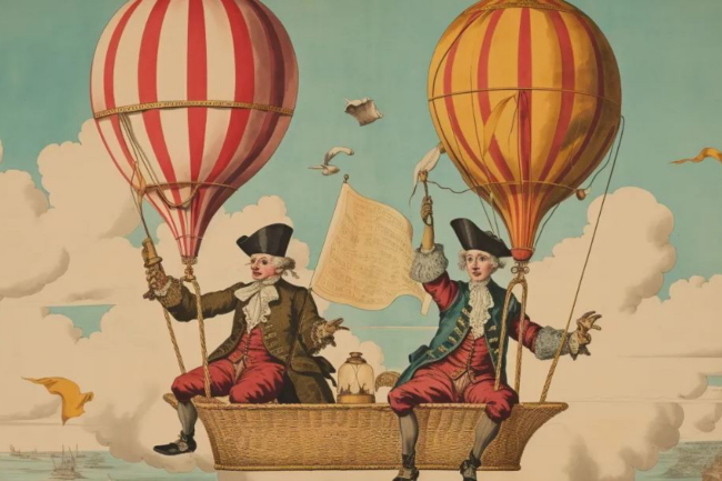 Two revolutionaries on an air balloon